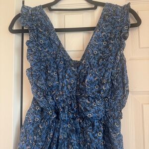 Old Navy Blue Ruffle Tank Blouse